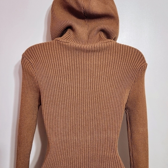 Shein Ribbed Knit Hoodie Sweater Dress Tan Medium - Picture 6 of 9